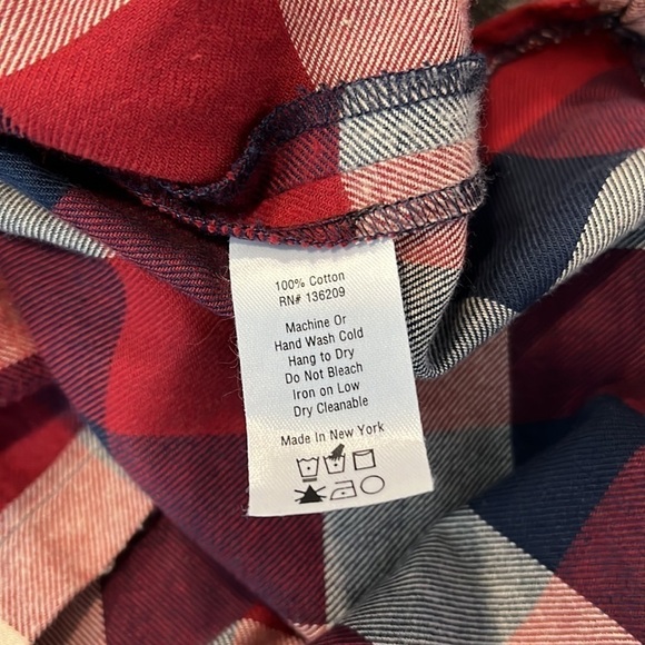 Hatch Plaid Flannel Button Back 3/4 Bell Sleeve Top O/S - Picture 10 of 10